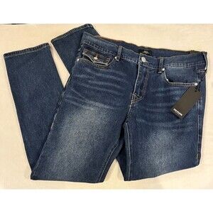 True Religion NEW Jeans 34x32 Dark Shivering Wash Rocco SN Flap Relaxed Skinny